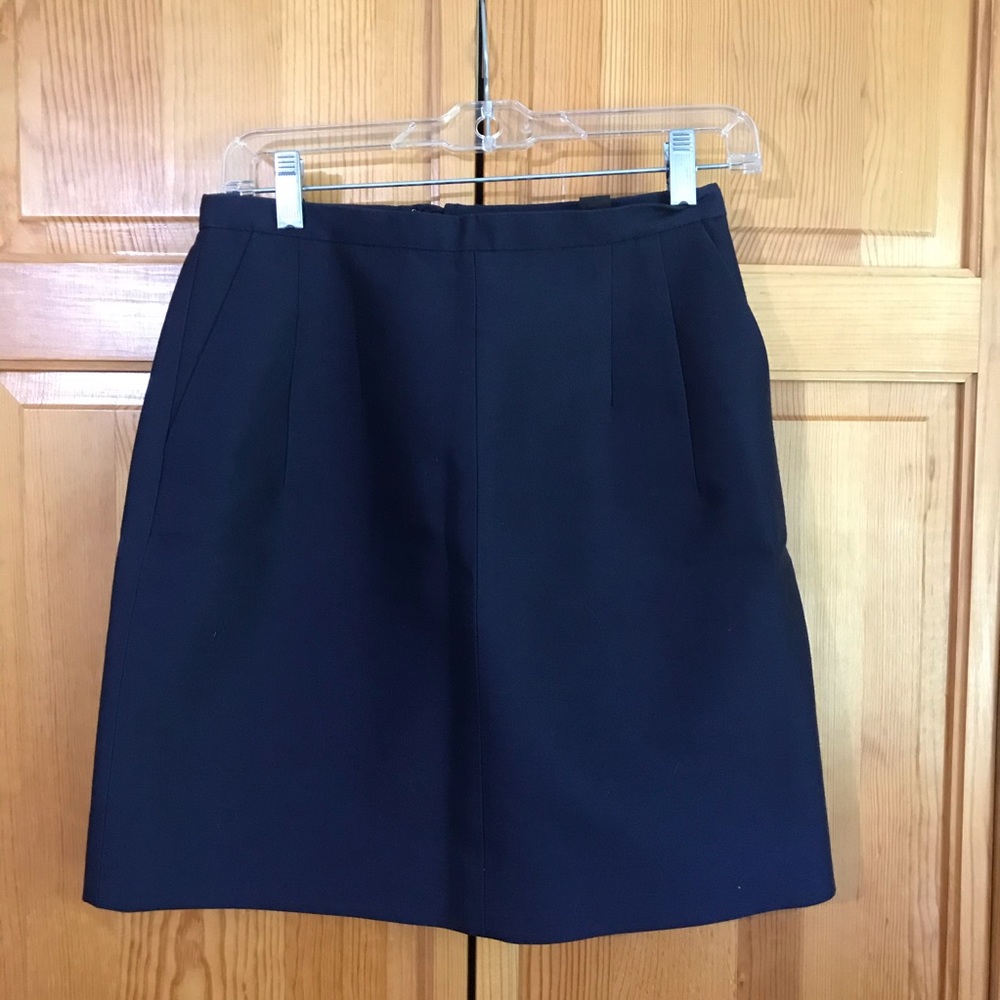 J. Crew Wool & Silk Navy Blue Pencil Skirt Sz 2 - Picture 1 of 6